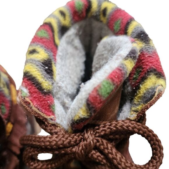 Pajar brown suede cow hair Aztec print lace up boots Sz 7 - Picture 10 of 11